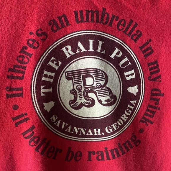 Mens Red 3X The Rail Pub Tee Shirt Savannah Georgia - Picture 1 of 9
